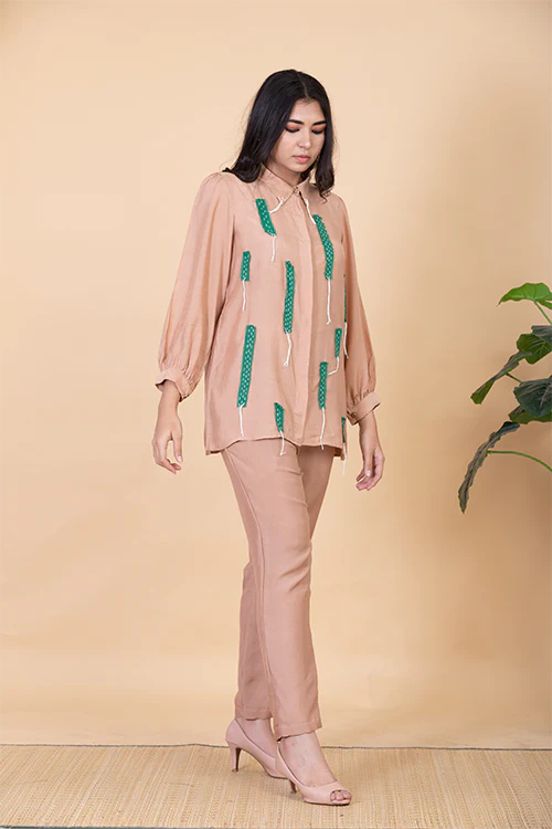 Chambray & Co.'S Raine Applique Vegan Silk Coord Set - Image 3