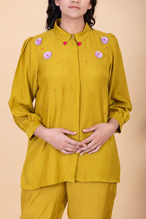 Chambray & Co.'S Yasemine Applique Vegan Silk Coord Set - Image 2