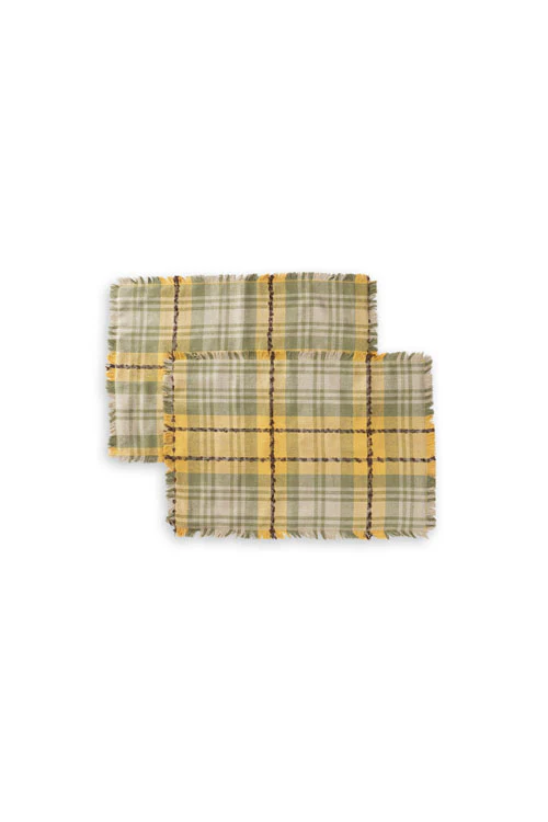 Onset Homes Checkered Table Mats-Sap green - Image 3
