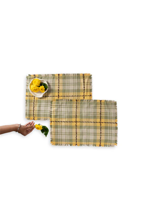 Onset Homes Checkered Table Mats-Sap green - Image 5