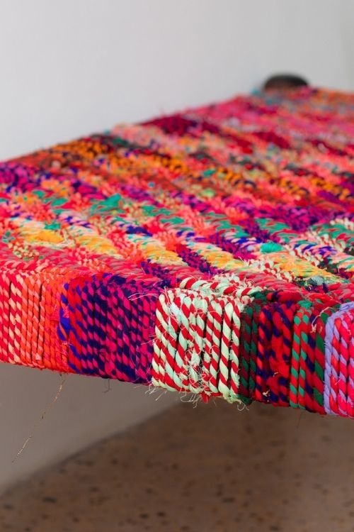 Sirohi Cherry Upcycled Textile Charpai - Image 3