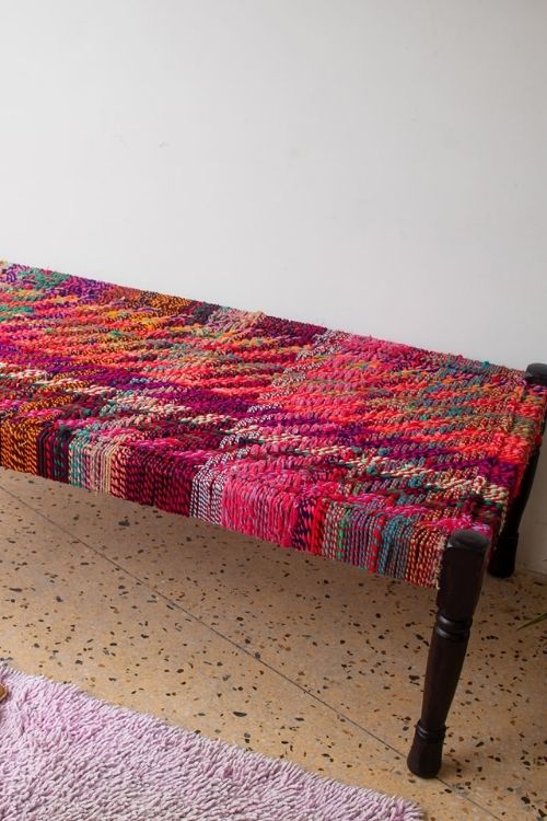 Sirohi Cherry Upcycled Textile Charpai - Image 5