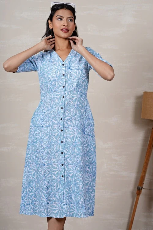 Sooti Syahi Cinderella Hand Block Printed Dress - Image 2