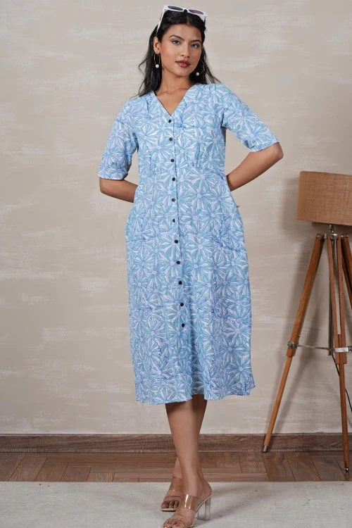 Sooti Syahi Cinderella Hand Block Printed Dress - Image 5