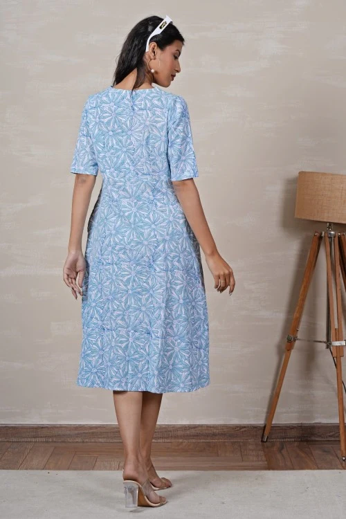 Sooti Syahi Cinderella Hand Block Printed Dress - Image 6