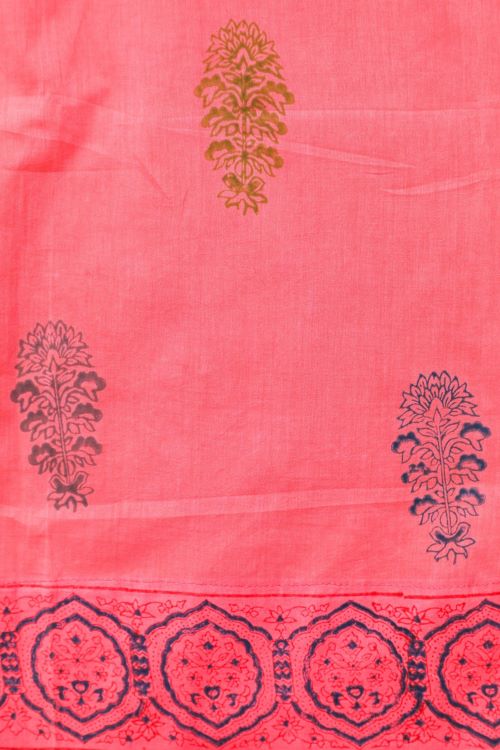 Sooti Syahi Climbing Orange Hand Block Printed Door Curtain - Image 5