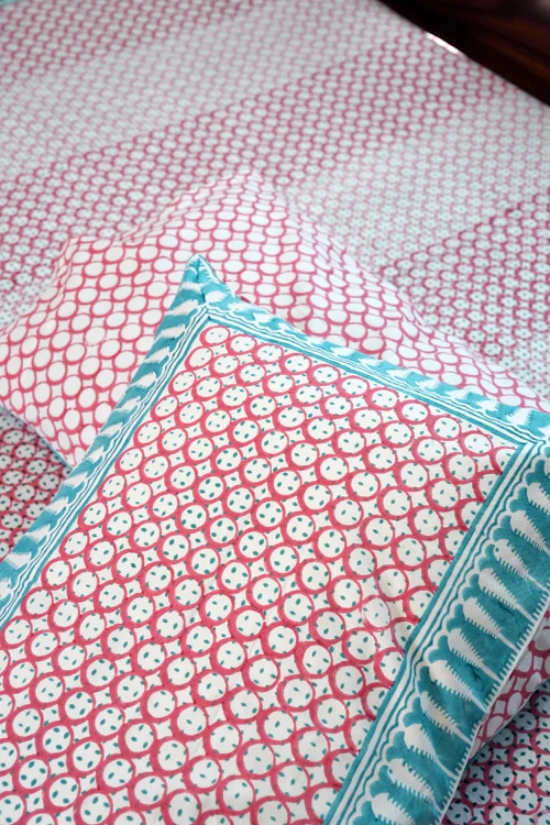 Sooti Syahi Cloud Nest Hand Block Printed Cotton Percale Bedsheet