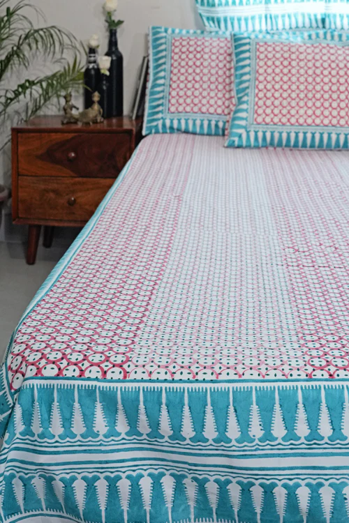 Sooti Syahi Cloud Nest Hand Block Printed Cotton Percale Bedsheet - Image 5