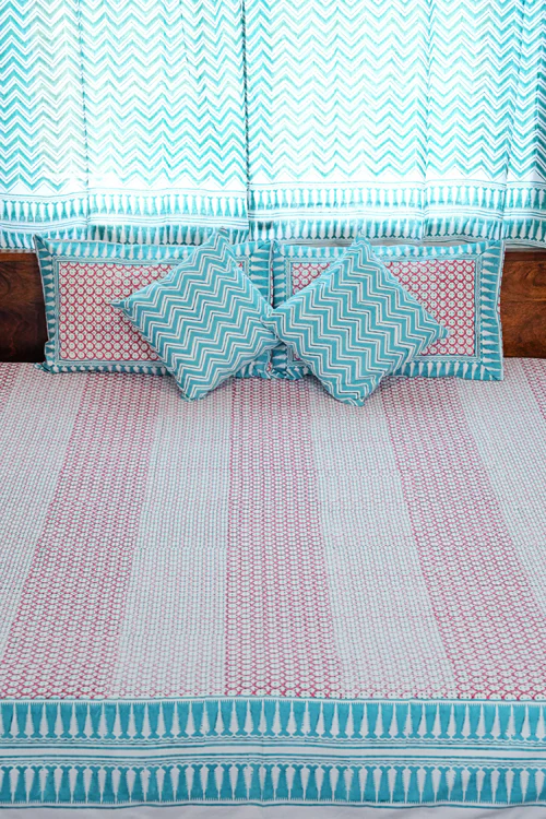 Sooti Syahi Cloud Nest Hand Block Printed Cotton Percale Bedsheet - Image 8
