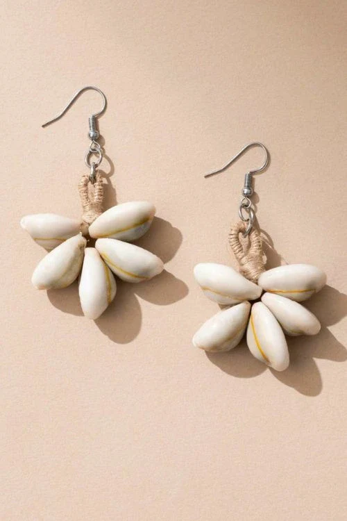 Combo Of WHE Artisan Shell Hoop Earrings & Cowry Shell Earrings - Image 2