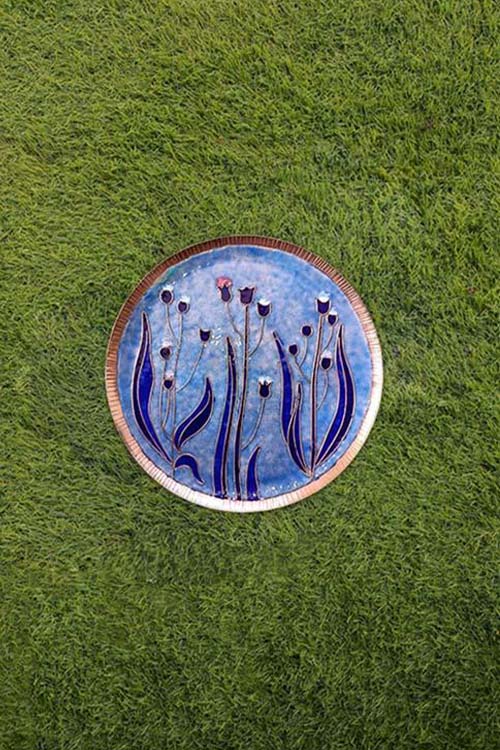 Copper Enamel Wall Plate "Gardens of Vishwakarma, Pastels -Emilia-M" by Ekibeki