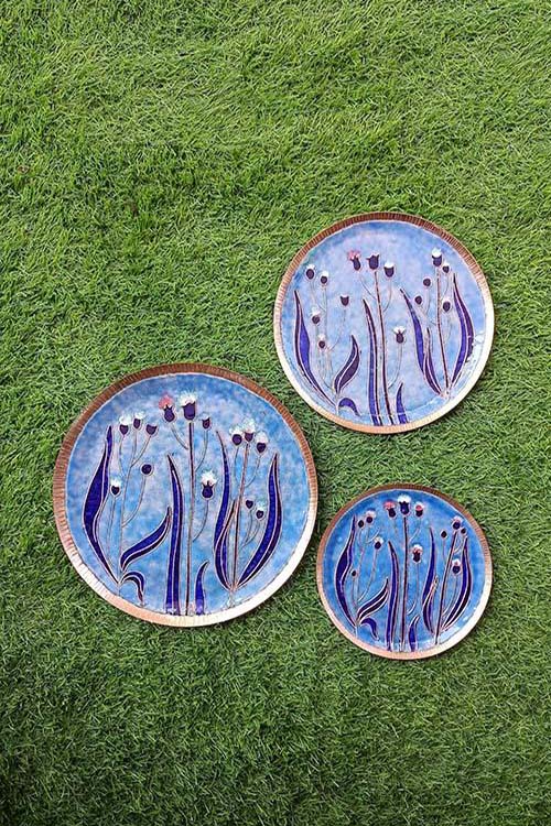 Copper Enamel Wall Plate "Gardens of Vishwakarma, Pastels -Emilia-M" by Ekibeki - Image 2