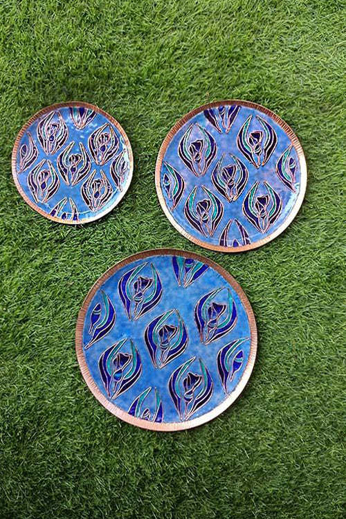 Copper Enamel Wall Plate "Gardens of Vishwakarma, Pastels -Wildflower-S" by Ekibeki - Image 2