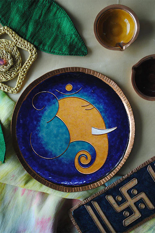 EkiBeki Omkara - Ganesha  Blue Wallplate - Image 4