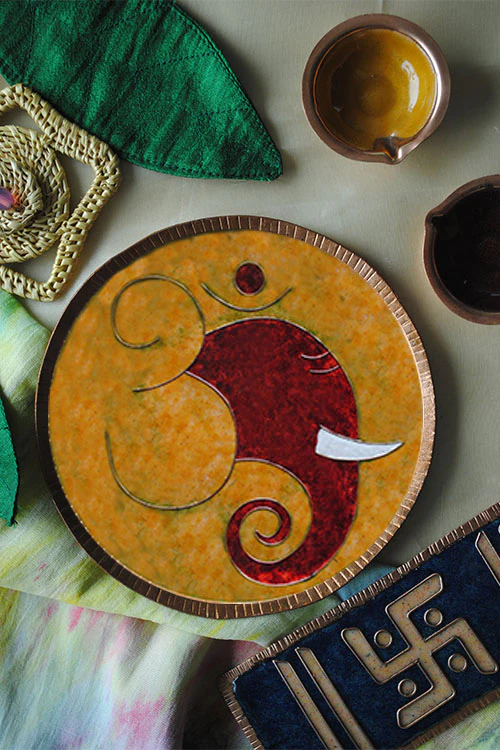 EkiBeki Omkara - Ganesha Yellow Wallplate - Image 3