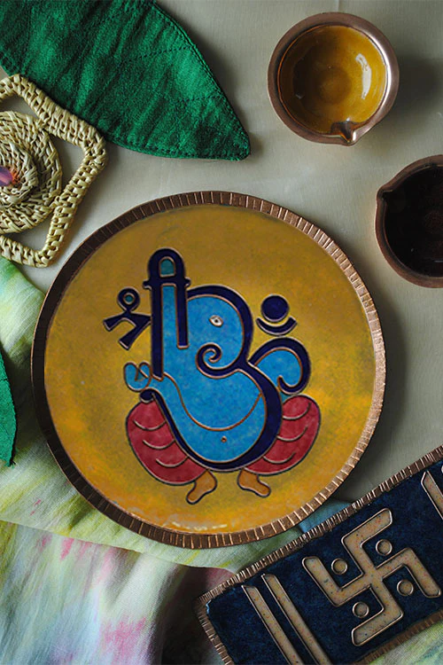 EkiBeki Vinayaka - Ganesha Yellow Wallplate - Image 2
