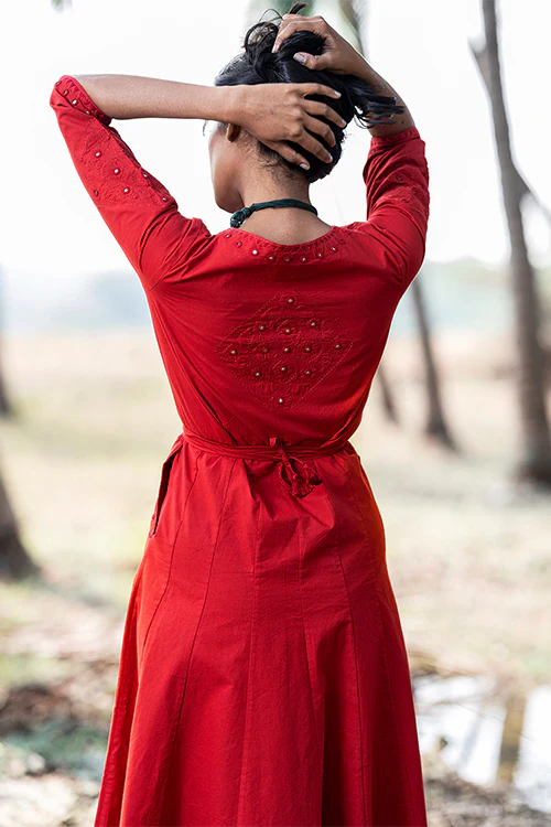Okhai 'Warmth' Hand Embroidered Mirror and Applique Work Dress - Image 2