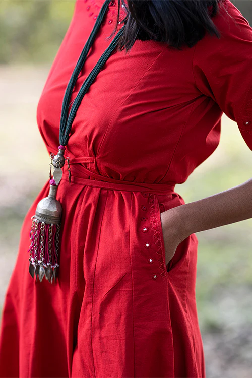 Okhai 'Warmth' Hand Embroidered Mirror and Applique Work Dress - Image 4