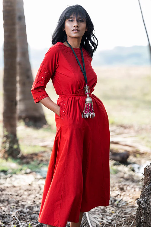 Okhai 'Warmth' Hand Embroidered Mirror and Applique Work Dress - Image 6
