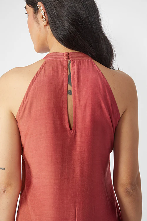 Okhai 'Rosa' Muslin Silk High Neck Sleeveless Dress - Image 4