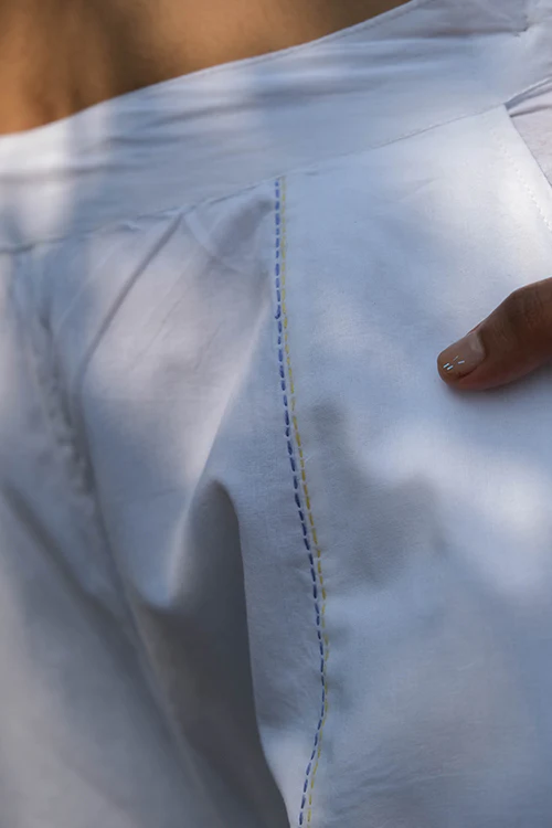Okhai 'White Sky' Hand Embroidered Cotton Pants - Image 4
