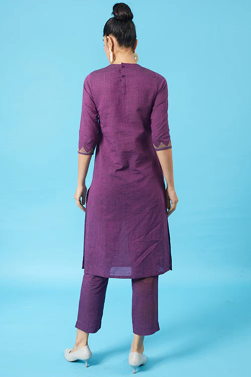 Okhai 'Imperial' Kutch Embroidered Kurta Pant Dupatta Set - Image 5