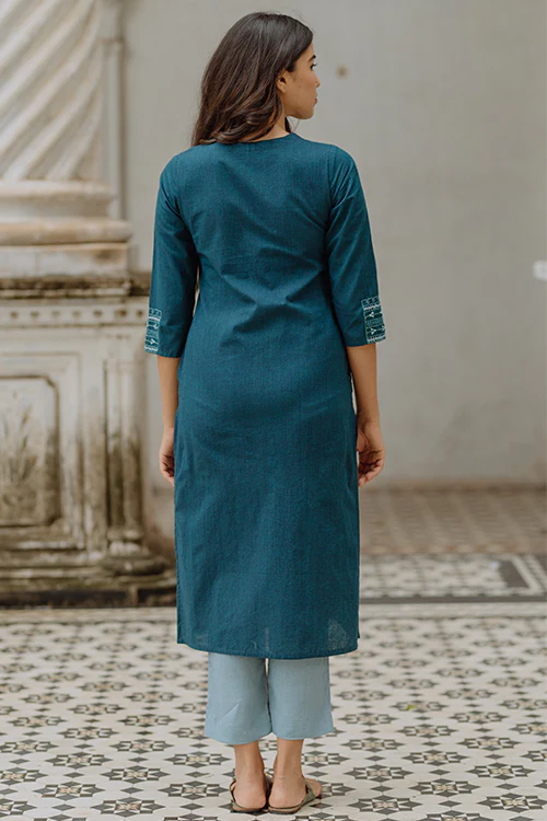 Okhai 'Eternity' Pure Cotton Hand Embroidered Kurta - Image 4