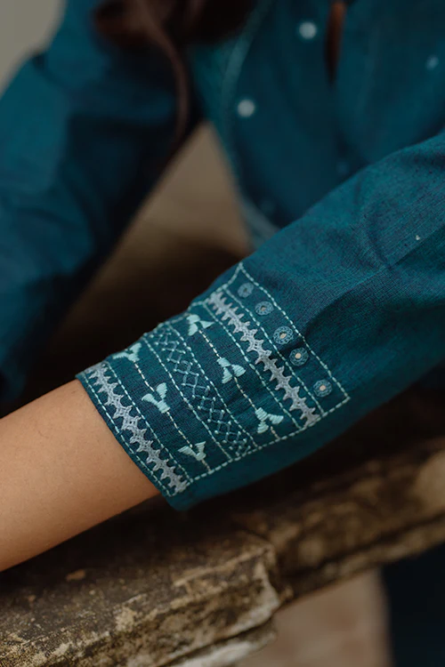 Okhai 'Eternity' Pure Cotton Hand Embroidered Kurta - Image 6