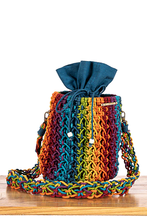 108Knots Cosmos Blended Hand-Knotted Bucket Bag - Image 7