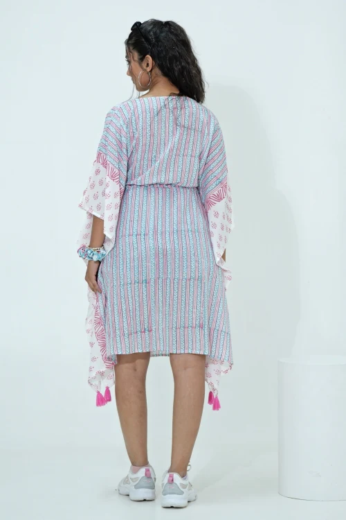 Sooti Syahi Cotton Candy Hand Block Printed Kaftan - Image 7