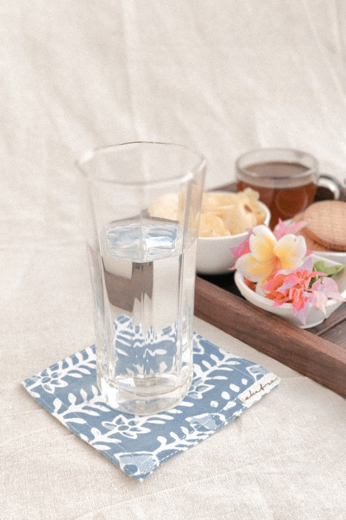 Ekatra Cotton Cloth Coasters - Set Of 6 Blue Stripes - Image 4