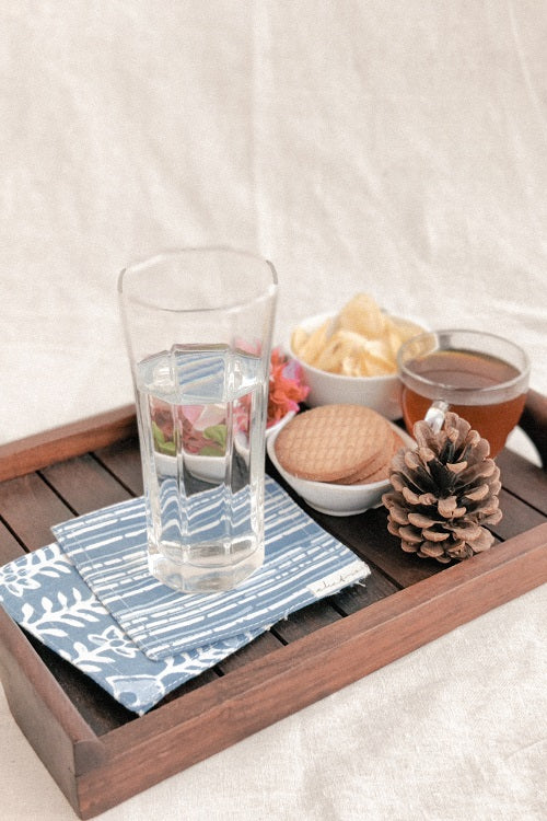 Ekatra Cotton Cloth Coasters - Set Of 6 Blue Stripes - Image 5
