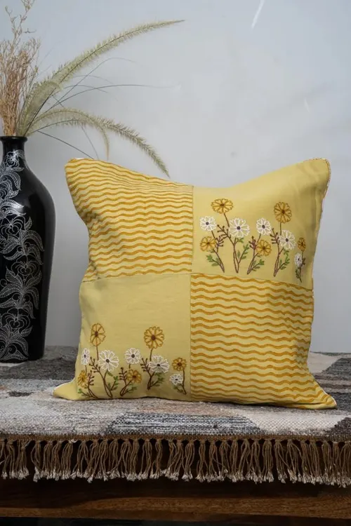Craftroots Aari Floral Embroidered Cushion Cover Set Of 2 - Image 2