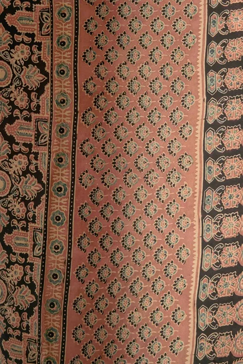 Craftroots Ajrakh All Over Floral Modal Saree With Tassels - Image 7