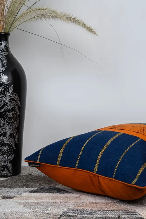 Craftroots Blue Bhujodi Cushion Cover - Image 4