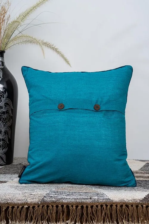 Craftroots Blue & Multi Applique Patchwork Cushion Cover Set Of 2 - Image 4