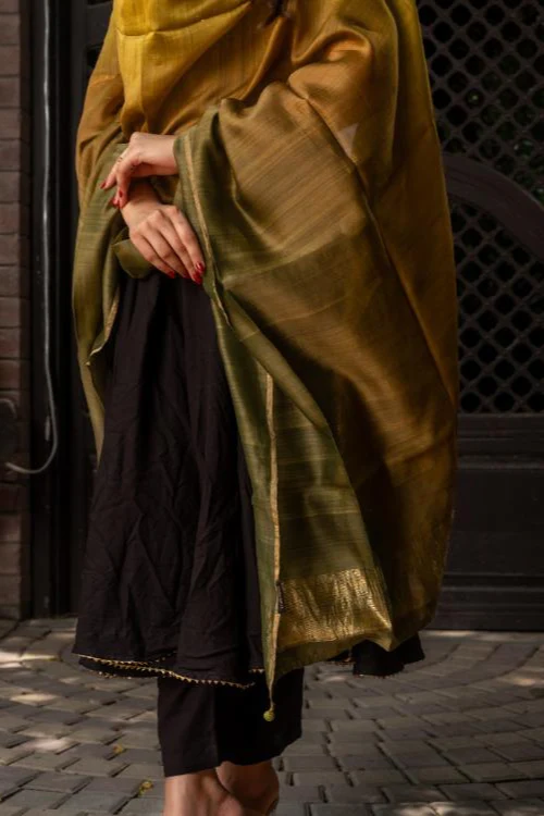 Craftroots Brown-Gold Ombré Dupatta - Image 3