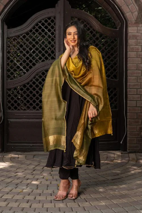 Craftroots Brown-Gold Ombré Dupatta - Image 4