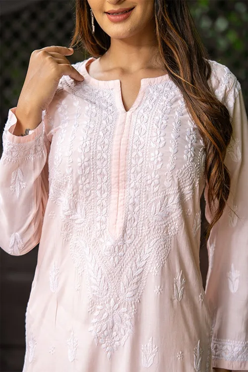 Craftroots Chikankari Yoke Long Kurta - Image 2