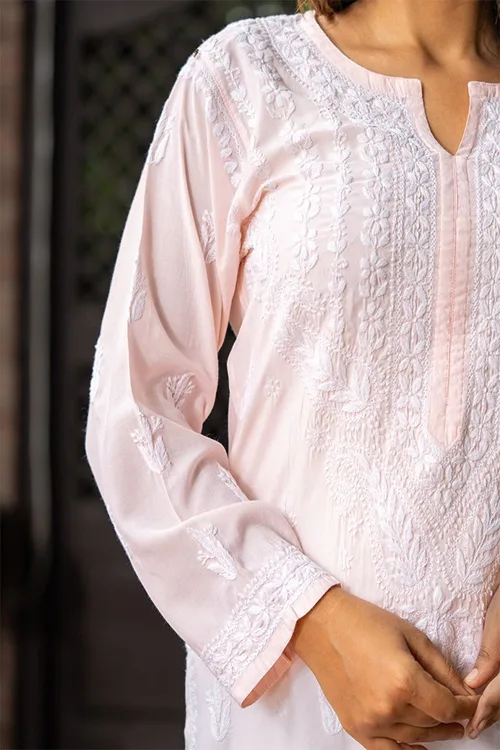 Craftroots Chikankari Yoke Long Kurta - Image 3