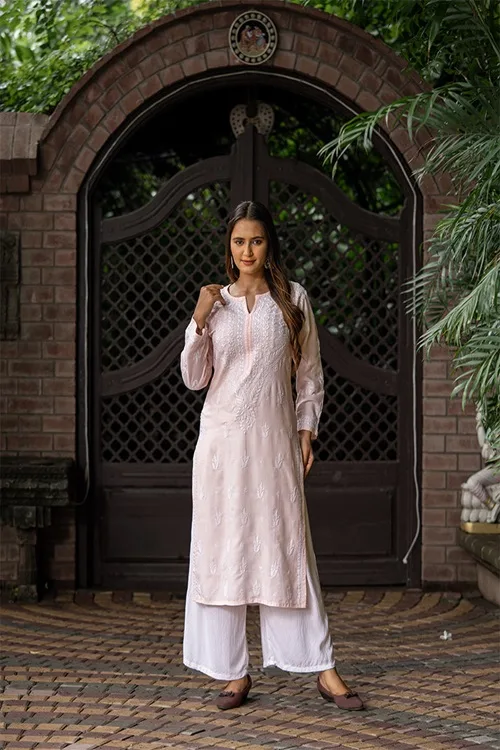 Craftroots Chikankari Yoke Long Kurta - Image 5