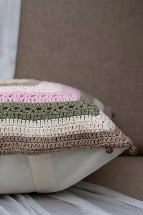 Craftroots Decorative Floral Crochet Cushion Cover Cotton - Image 4
