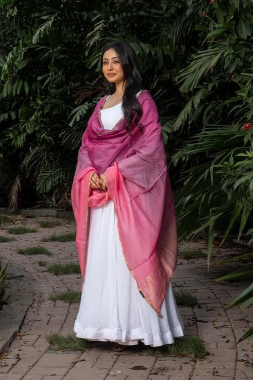 Craftroots Duo-Tone Tie & Dye Chanderi Dupatta - Image 4
