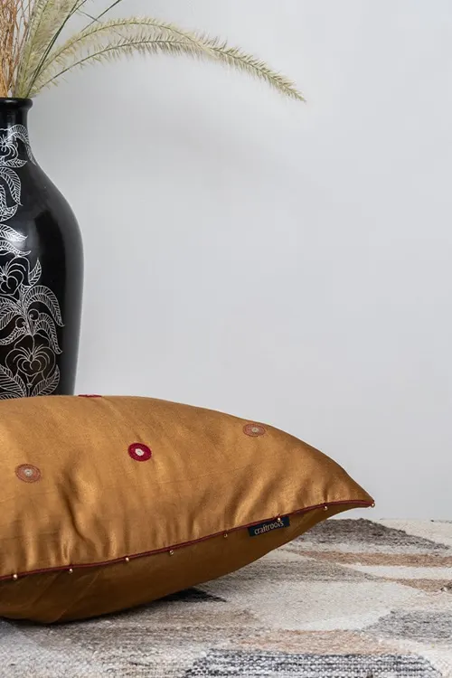 Craftroots Gaji Silk Crafted Mirror Cushion Cover - Image 4