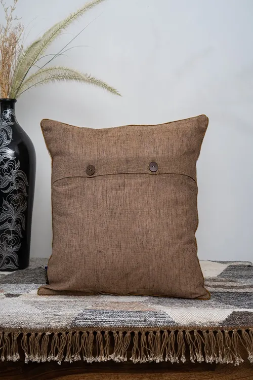 Craftroots Handmade Ivory Silk Chording Cushion Cover - Image 3