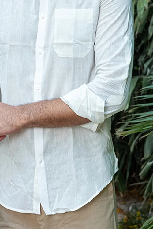 Craftroots Handwoven White Cotton Shirt - Image 3