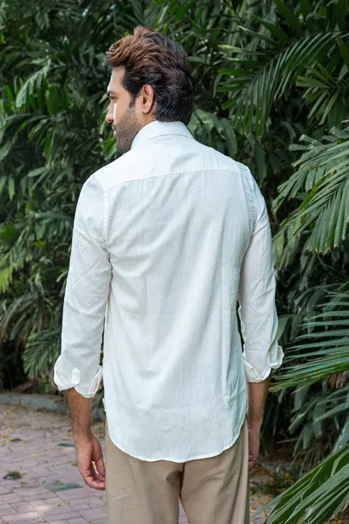 Craftroots Handwoven White Cotton Shirt - Image 4