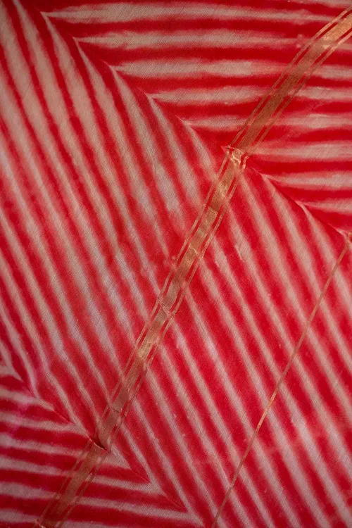 Craftroots Laheriya Chanderi Pink Saree - Image 5