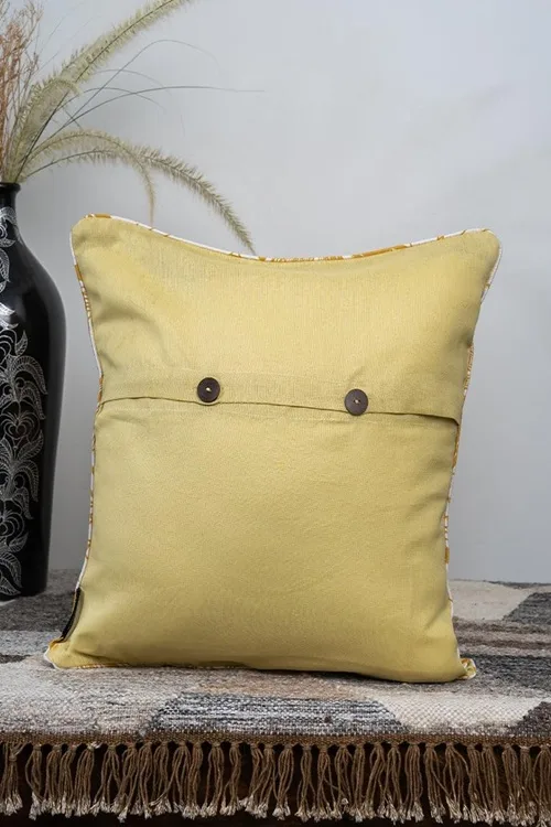 Craftroots Pastel Yellow Aari Floral Embroidered Cushion Cover Set Of 2 - Image 4