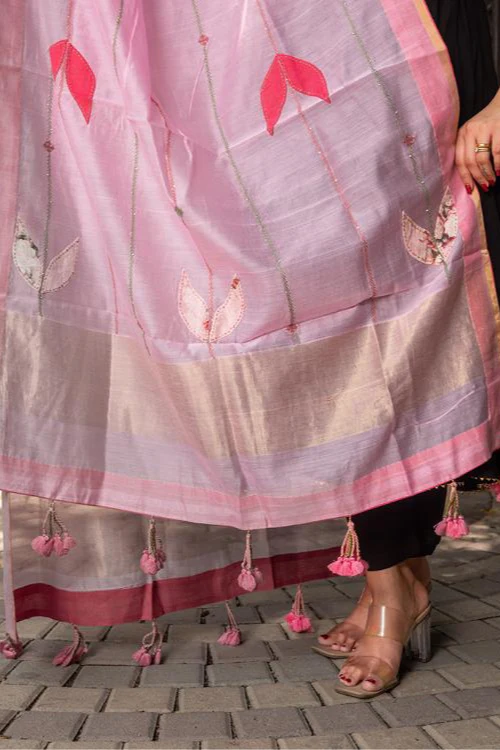 Craftroots Patchwork With Hanging Tassels Dupatta - Image 2